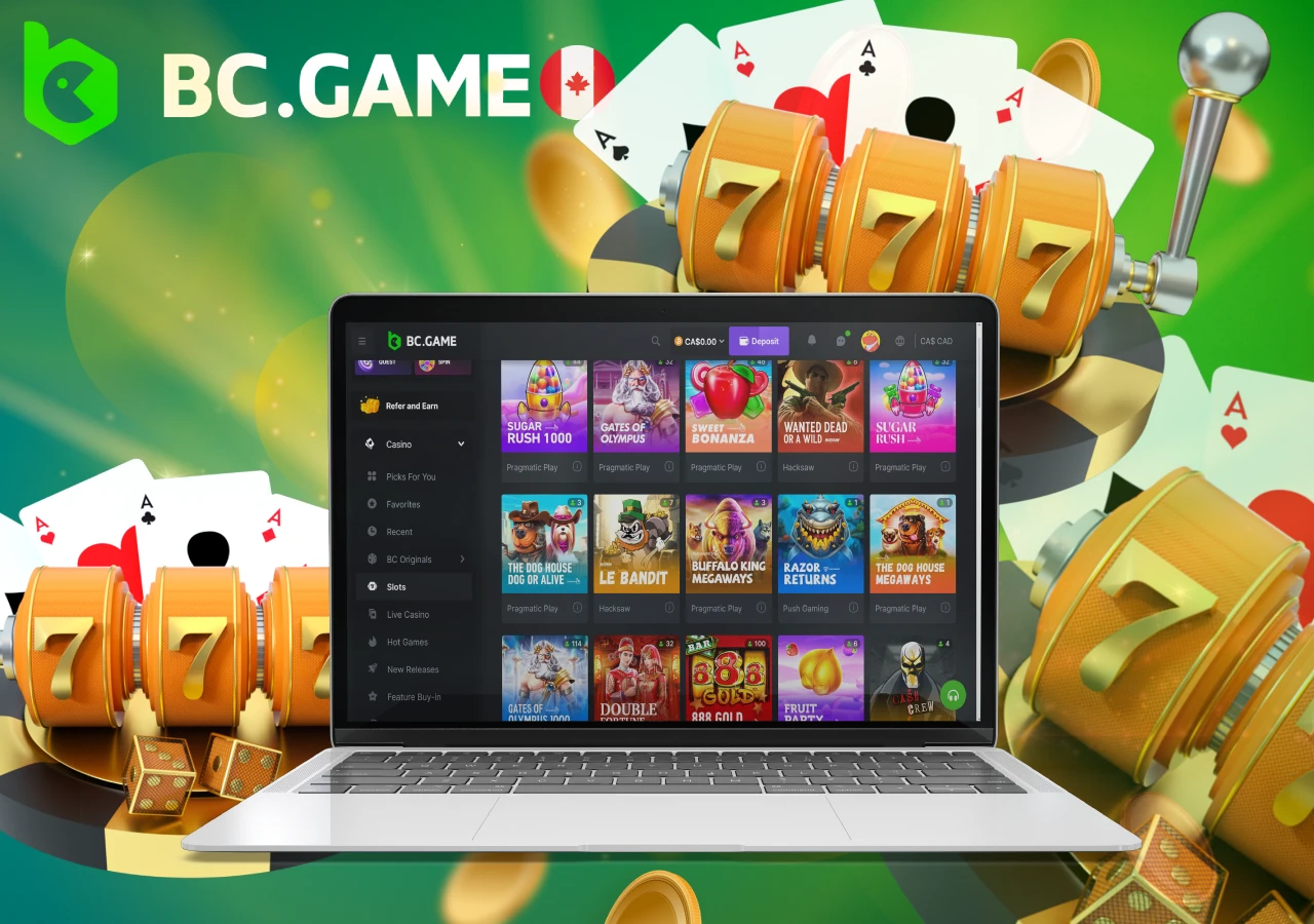 Lots of slot machines at the BC Game online casino